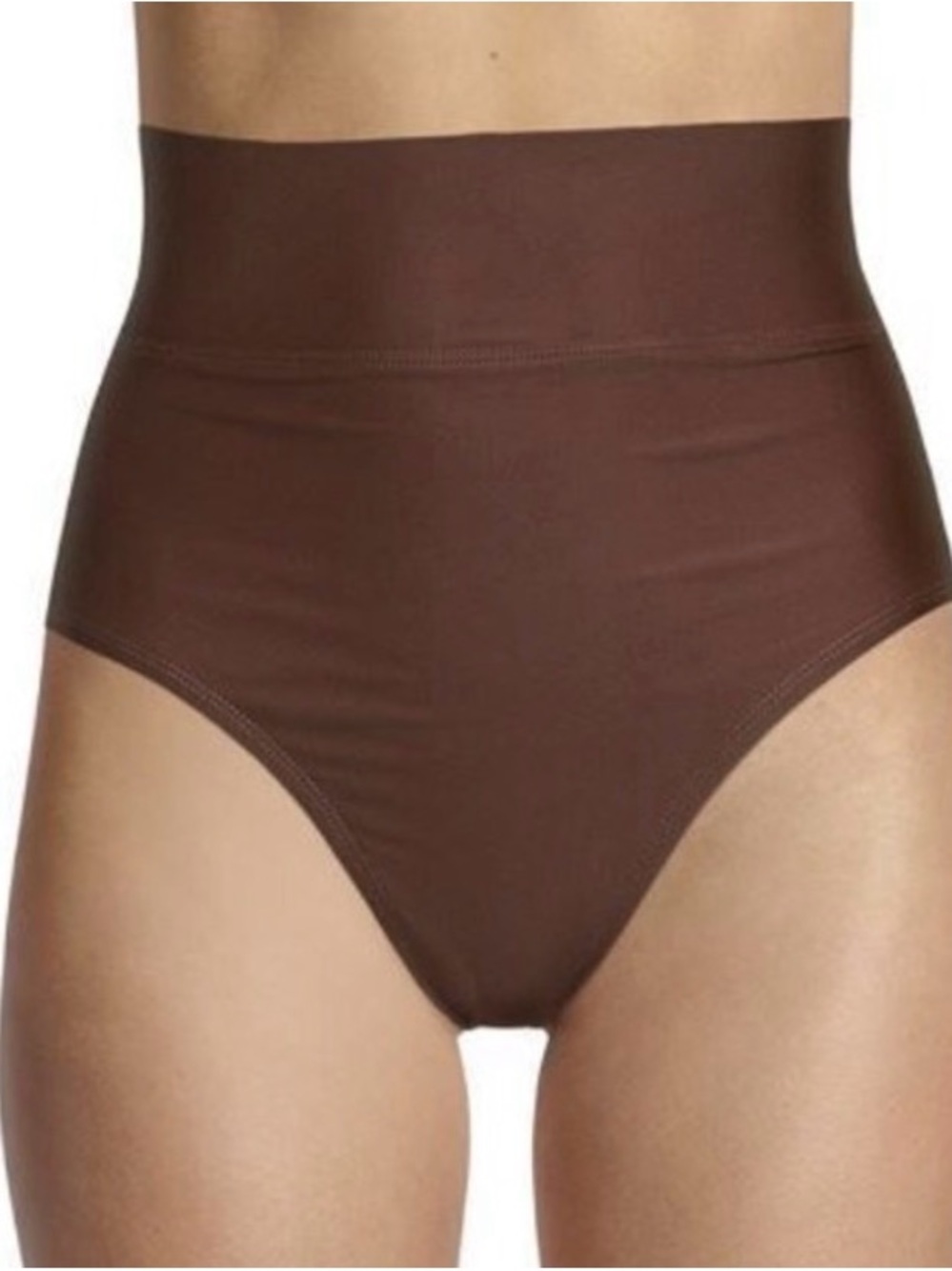 Time and Tru High-Rise Swim Brief Bikini Bottom - Brown